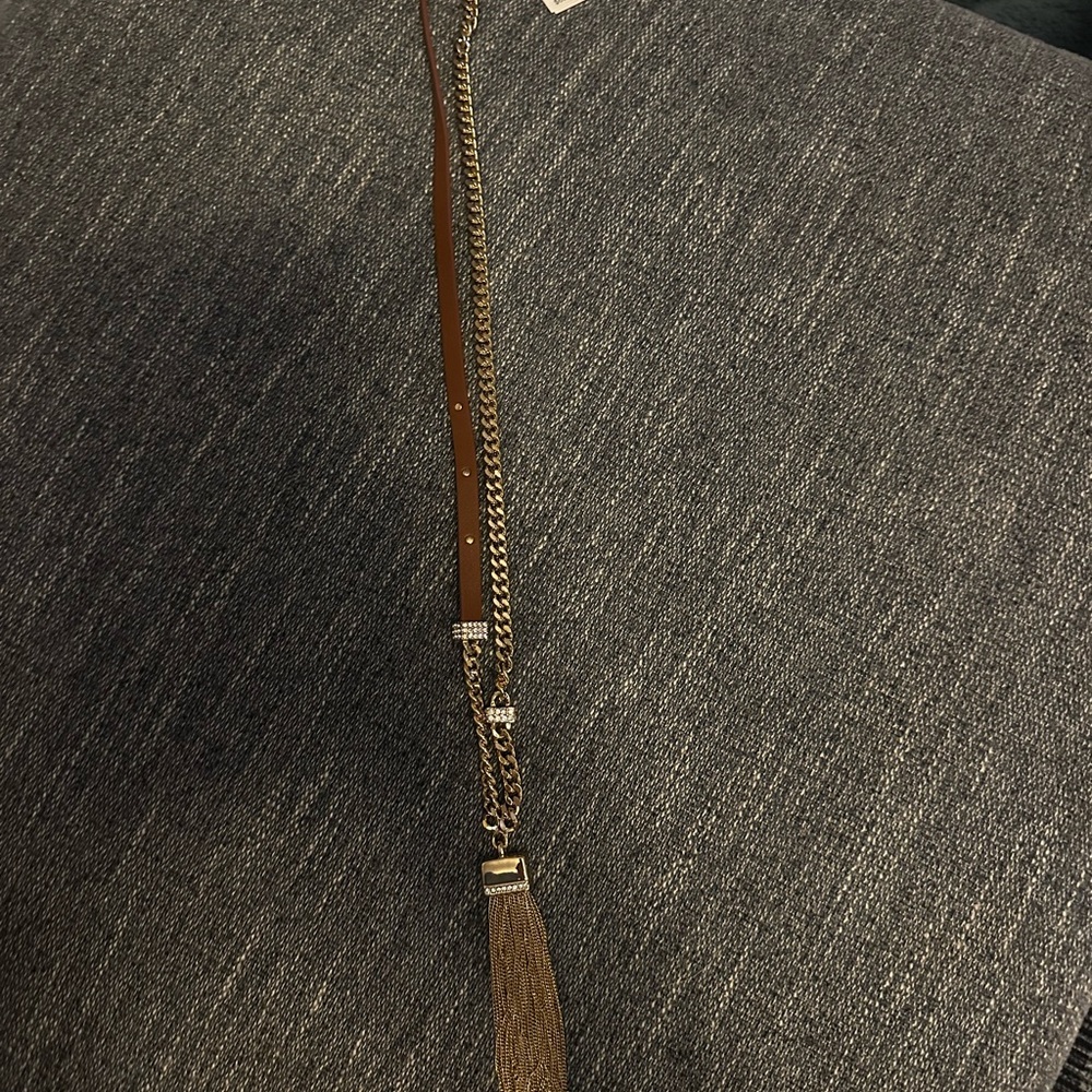 Brown and Gold Chain Belt with Tassel